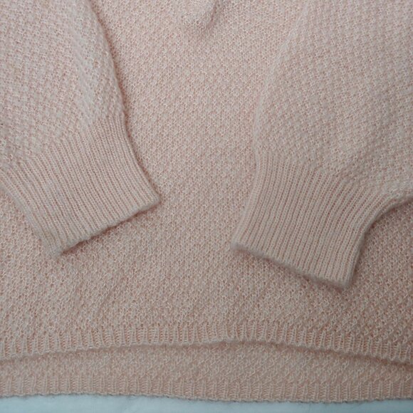 Vintage 80s Sue Brett Womens M Sweater Peach Pullover Mixed Knit Shawl Collar - Picture 7 of 11